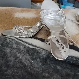 Silver & rhinestone strappy dress shoe